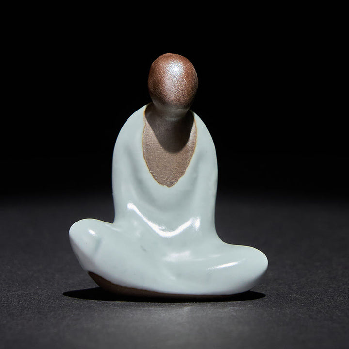 Buddha Stones Small Formless Buddha Meditating Ceramic Statue Zen Home Decoration 4*2.5*5cm - image 1