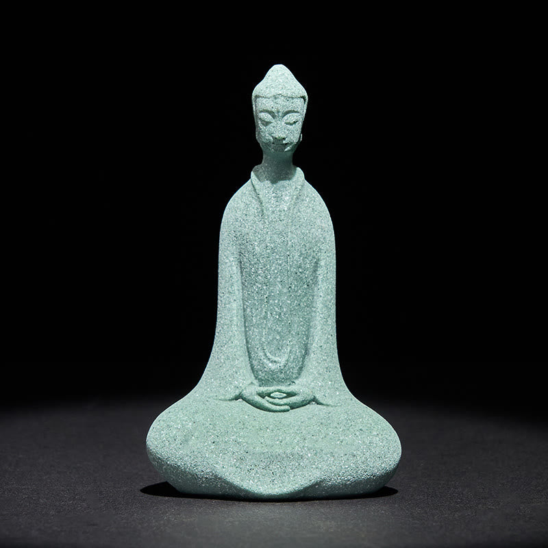 Buddha Stones Meditation Buddha Statue Sandstone Home Figure Desk Decoration 6*4.5*9.5cm - Buddha 6*4.5*9.5cm - image 0