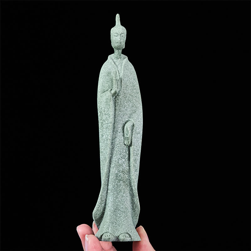 Buddha Stones Meditation Buddha Standing Statue Sandstone Home Decoration 3.8*6.5*17cm - image 6