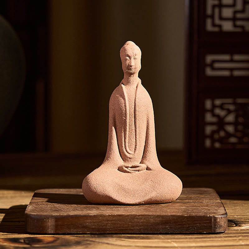 Buddha Stones Sitting Buddha Prayering Ceramic Statue Zen Home Decoration 5*3*8.5cm - image 1