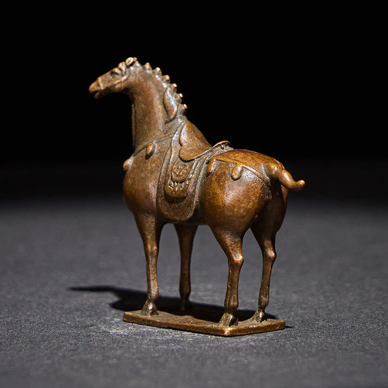 Buddha Stones Ancient Brown Year of the Horse Alloy Home Decoration 5.8*4.7 cm - image 4