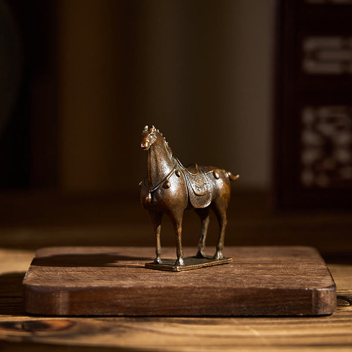 Buddha Stones Ancient Brown Year of the Horse Alloy Home Decoration 5.8*4.7 cm - image 5