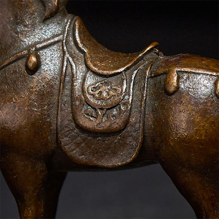 Buddha Stones Ancient Brown Year of the Horse Alloy Home Decoration 5.8*4.7 cm - image 8