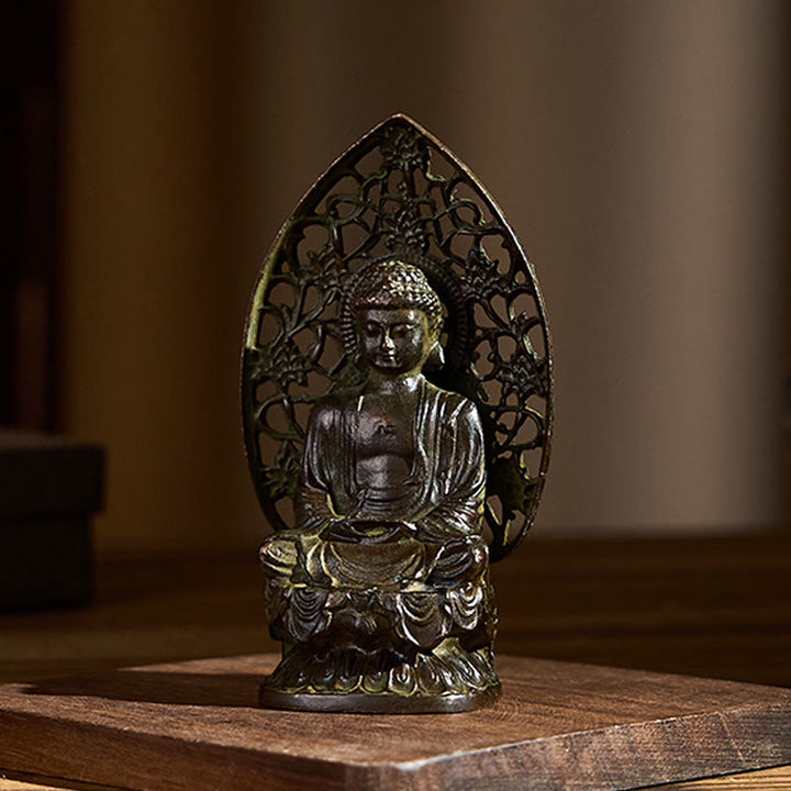 Buddha Stones Tathagata Buddha Alloy Statue Zen Home Decoration 9*4.5 cm - image 2