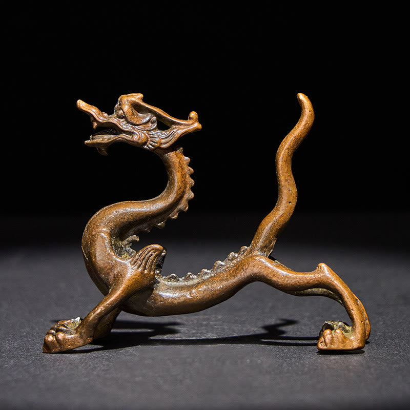 Buddha Stones Mini Dragon Alloy Luck Protection Home Decoration 7.6*2.5*5.4 cm - Dragon 7.6*2.5*5.4cm - image 0