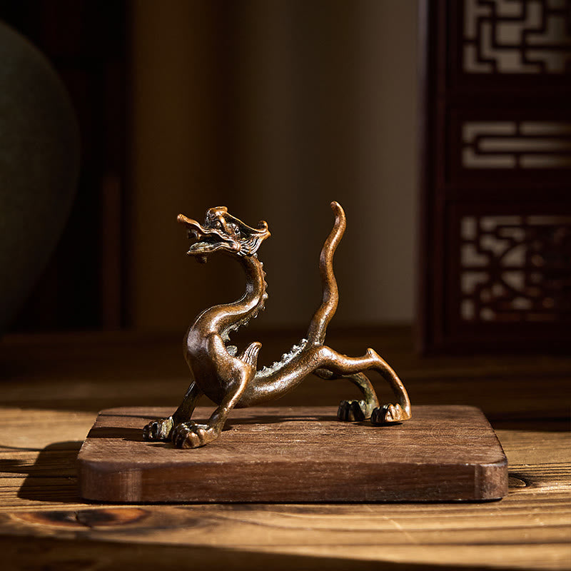 Buddha Stones Mini Dragon Alloy Luck Protection Home Decoration 7.6*2.5*5.4 cm - image 5