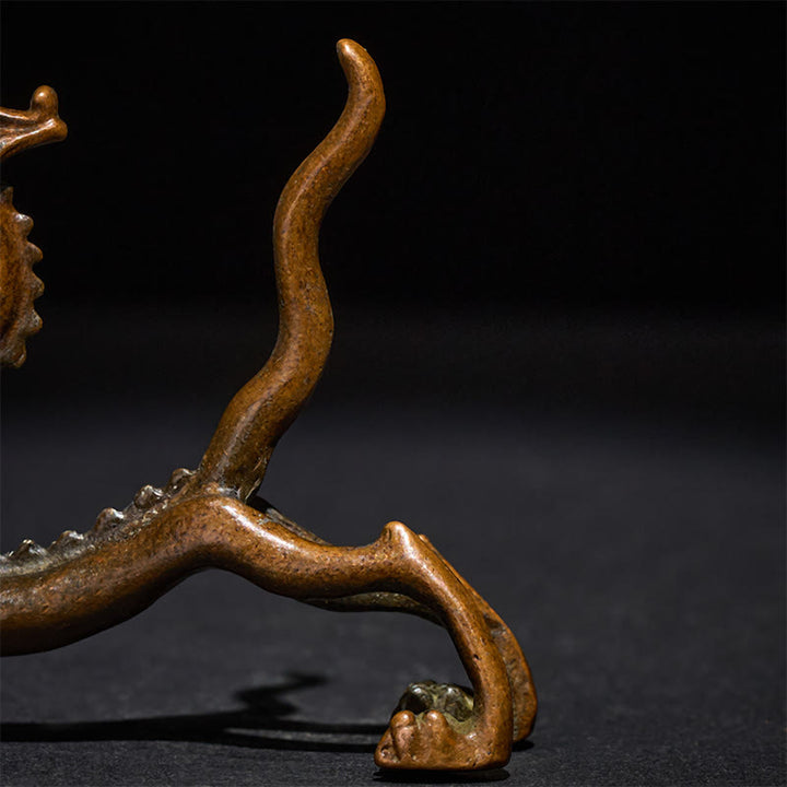 Buddha Stones Mini Dragon Alloy Luck Protection Home Decoration 7.6*2.5*5.4 cm - image 9