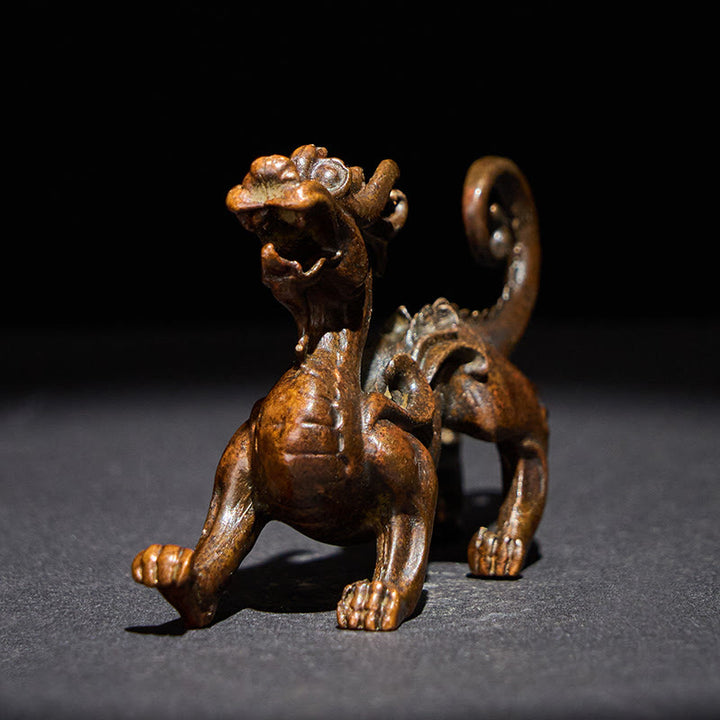 Buddha Stones FengShui Small PiXiu Alloy Wealth Luck Decoration 9.2*2.4*5.2 cm - image 1