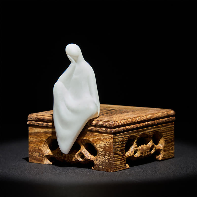 Buddha Stones Formless Buddha Ceramics Wenge Wood Desk Serenity Decoration - image 1