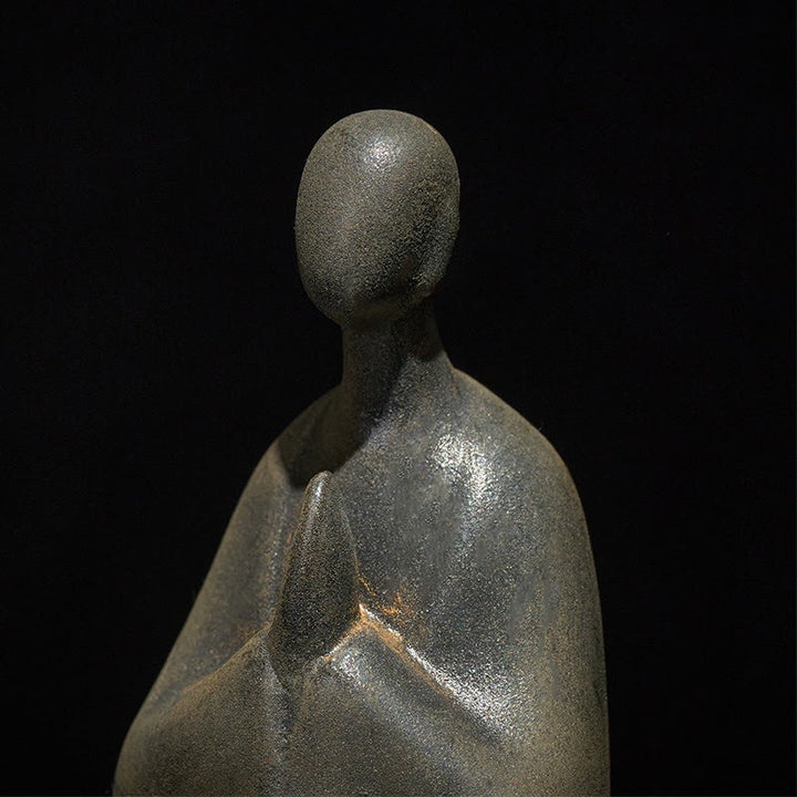 Buddha Stones Handmade Formless Buddha Iron Powder Rust Cast Resin Statue Decoration 11.5*9*6.5 cm - image 5