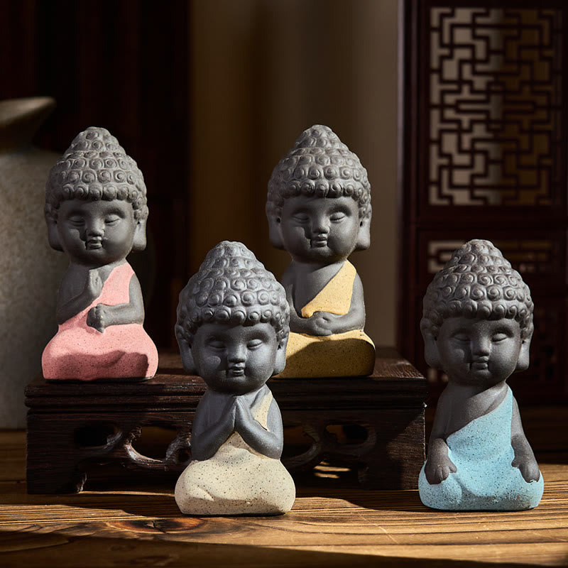 Buddha Stones Tathagata Buddha Symbol Design Purple Clay Serenity Desk Decoration - image 0