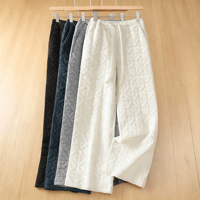 Buddha Stones Women's Fall Solid Color Drawstring Thermal Wide Leg Pants With Pockets - image 0