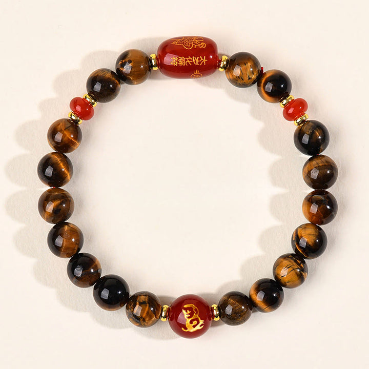 Buddha Stones 12 Chinese Zodiac Natural Tiger Eye Red Agate Protection Bracelet - 8mm(Wrist Circumference 14-16cm) - Monkey - image 16