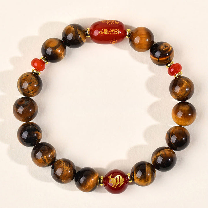 Buddha Stones 12 Chinese Zodiac Natural Tiger Eye Red Agate Protection Bracelet - 10mm(Wrist Circumference 16-17cm) - Rabbit - image 23