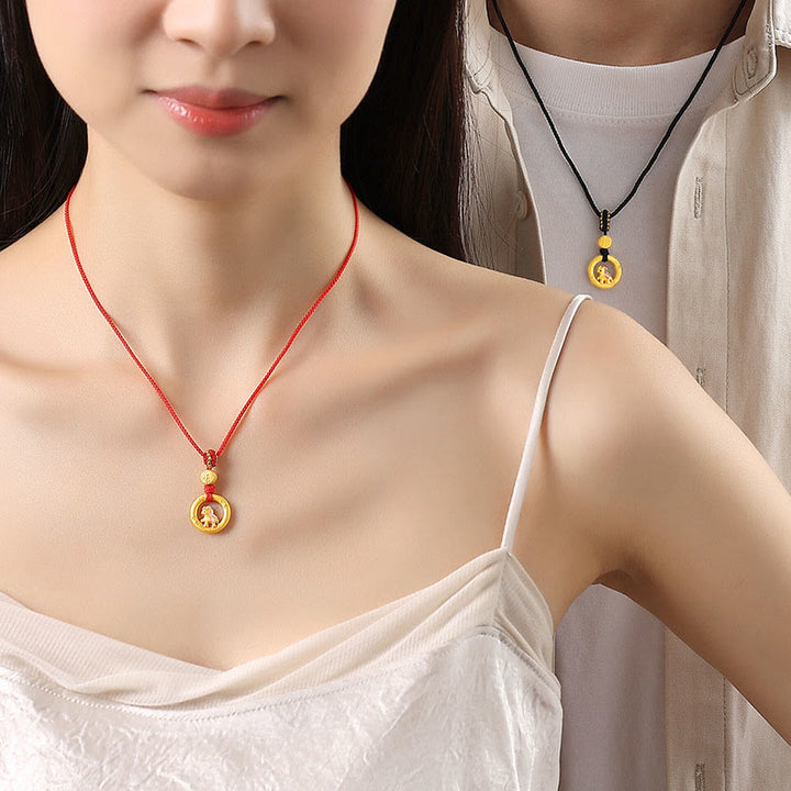 Buddha Stones 925 Sterling Silver Year Of The Horse Peace Buckle Balance String Couple Bracelet - image 23