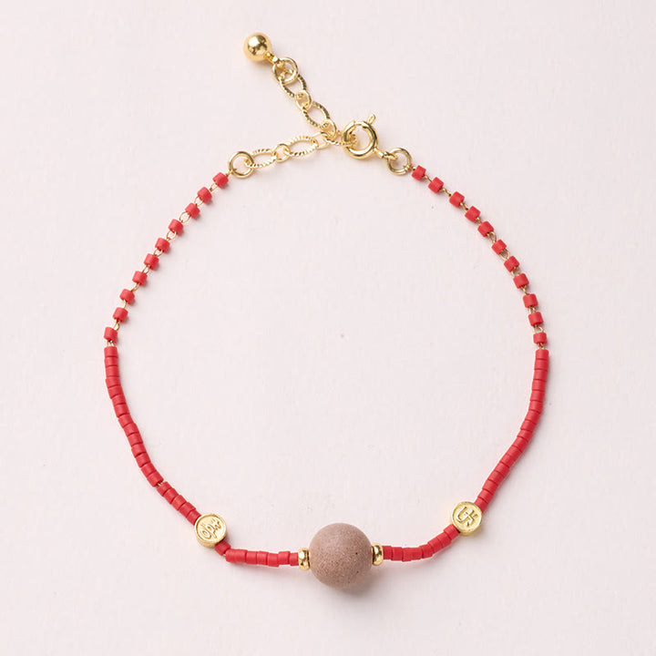 Buddha Stones 925 Sterling Silver Plated Gold Year of the Horse Red Liuli Glass Buddha Prosperity Bracelet - Pink Bead Bracelet - image 15