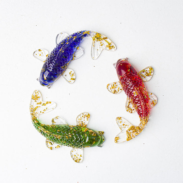 Buddha Stones Koi Fish Crystal Chip Epoxy Resin Luck Decoration  - image 0