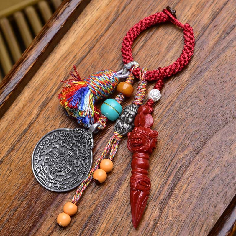 Buddha Stones Chinese Zodiac Nine Palaces Eight Diagrams Buddha Dzi Bead Serenity Key Chain - Buddha - image 0
