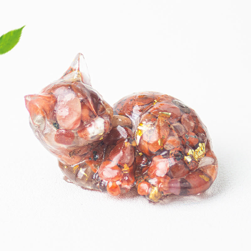 Buddha Stones Crystal Chip Epoxy Resin Small Cat Positive Decoration  - image 20