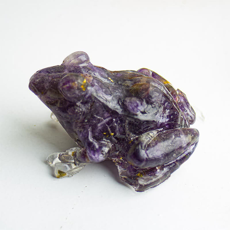 Buddha Stones Crystal Drip Resin Small Frog Passion Decoration Statue - image 23