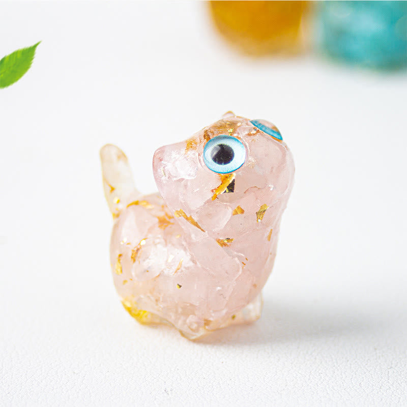 Buddha Stones Crystal Drip Resin Small Cat Serenity Fulfilment Decoration Statue - image 19