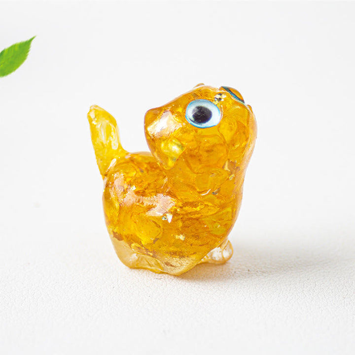 Buddha Stones Crystal Drip Resin Small Cat Serenity Fulfilment Decoration Statue - image 22