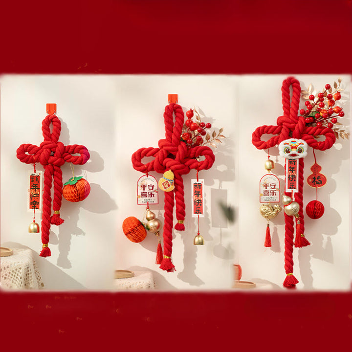 Buddha Stones Year of the Horse Dancing Lion Fu Character Chinese Knotting Fortune Decoration - image 21