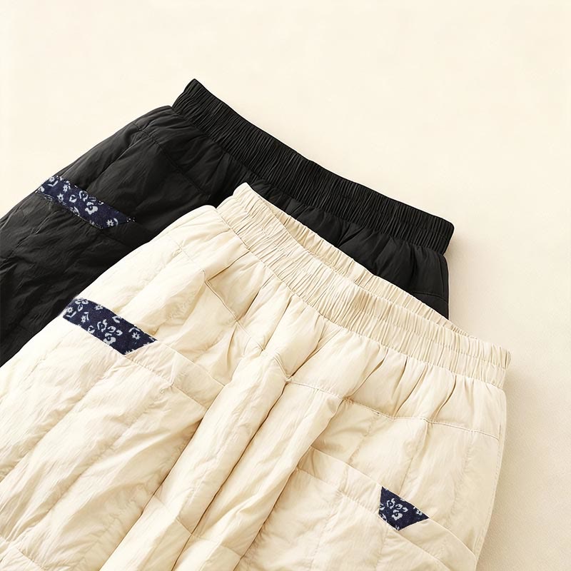 Buddha Stones Women's Winter Thermal Patchwork Cotton Pants With Pockets - image 14