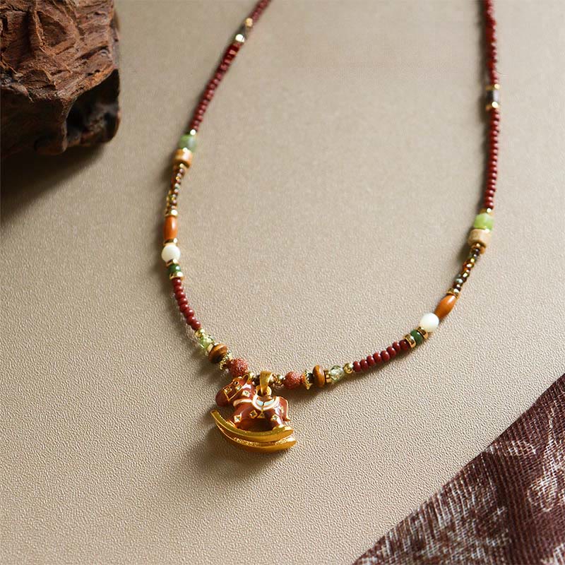 Buddha Stones Year Of The Horse Copper Tiger Eye Various Beads Balance Necklace Pendants - image 2