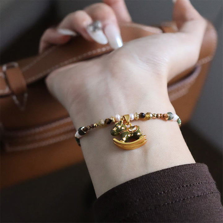 Buddha Stones Year Of The Horse Oil Dripping Copper Various Beeds Grace Bracelet - image 1