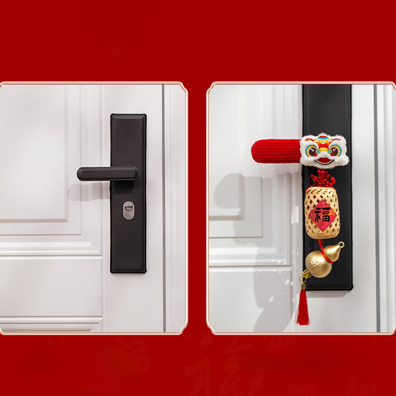 Buddha Stones Year of the Horse Dancing Lion Fu Character Door Handle Blessing Decoration - image 6