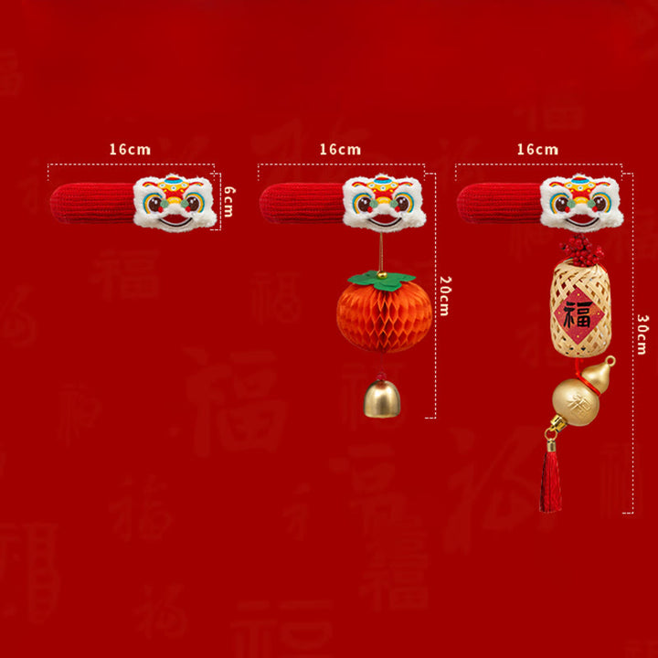 Buddha Stones Year of the Horse Dancing Lion Fu Character Door Handle Blessing Decoration - image 11