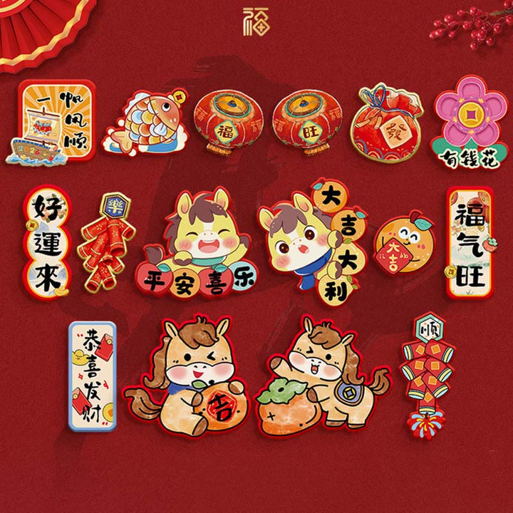 Buddha Stones Year of the Horse Refrigerator Fridge Full Magnet Back Blessings Decoration - 16Pcs Set 1&Set 5 - image 8