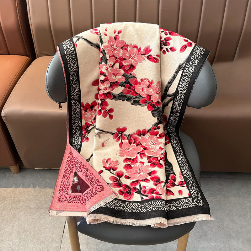Buddha Stones Fall Peach Blossoms Branches Pattern Soft Scarf Shawl - image 5