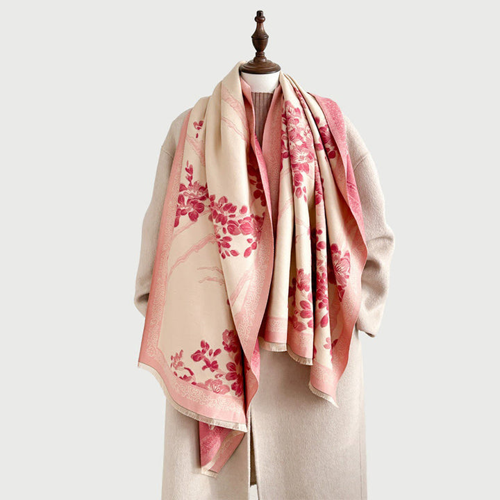 Buddha Stones Fall Peach Blossoms Branches Pattern Soft Scarf Shawl - image 9