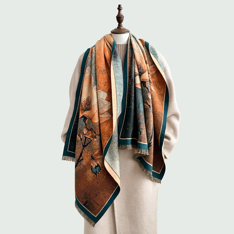 Buddha Stones Winter Magnolia Butterfly Pattern Soft Scarf Shawl - image 3