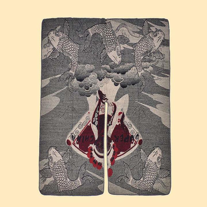 Buddha Stones Winter Koi Fish Waves Pattern Warm Cozy Scarf Shawl - image 2