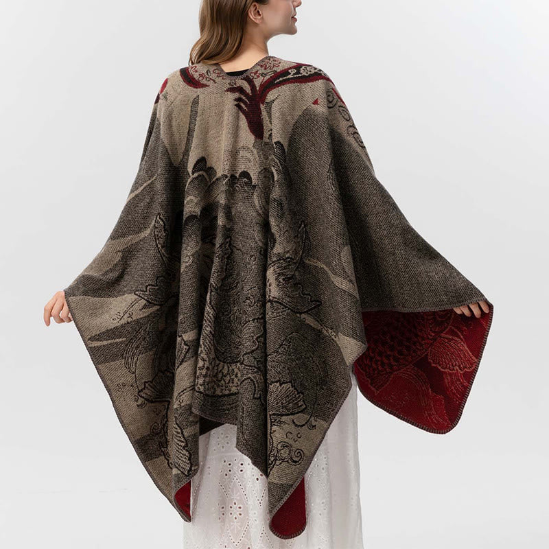 Buddha Stones Winter Koi Fish Waves Pattern Warm Cozy Scarf Shawl - image 4