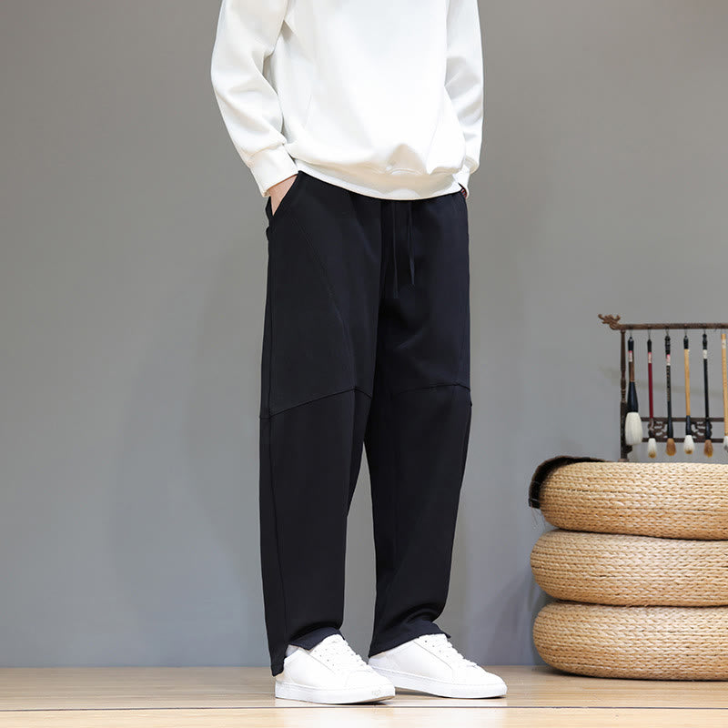 Buddha Stones Winter Solid Color Fleece-lined Men's Cotton Linen Pants With Pockets - Black - US/UK/AU46，EU56 (5XL) - image 11