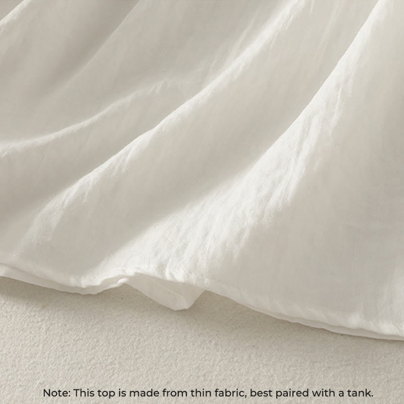 Buddha Stones White Buttons Ruffled Long Sleeve Women's Cotton Shirt - image 7