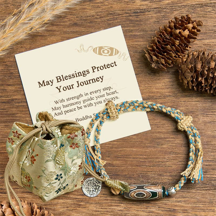 Buddha Stones "May Blessings Protect Your Journey" Dzi Bead Bracelet Includes Gift Message Card - Dzi Bead(Wrist Circumference 14-16cm) - Deluxe Gift Bag (+$9.59) - image 9