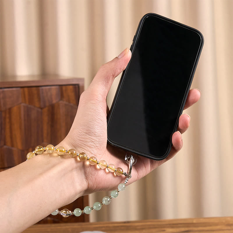 Buddha Stones Green Strawberry Quartz Citrine Beaded Soothing Key Chain Phone Hanging Decoration - image 4