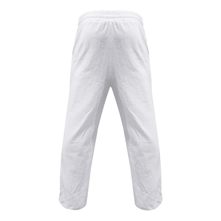 Buddha Stones Casual Plain Color Buttons Men's Cotton Pants With Pockets - image 1