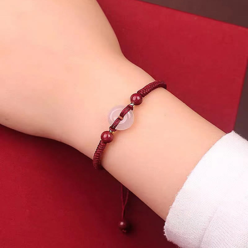 Buddha Stones Peace Buckle White Agate Flat Knot Diamond Knot Red String Connection Bracelet - image 10