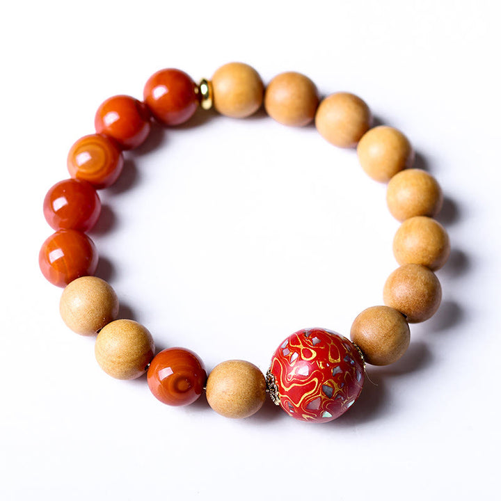 Buddha Stones Lacquer Craft Bead Sandalwood South Red Agated Protection Bracelet - image 9