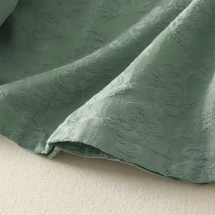 Buddha Stones Jacquard Diagonal Placket Long Sleeve Women's Cotton Linen Buttons Shirt - image 10