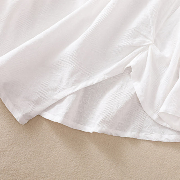 Buddha Stones Jacquard Irregular Hem Pleated Design Women's Cotton Long Sleeve Shirt - image 15