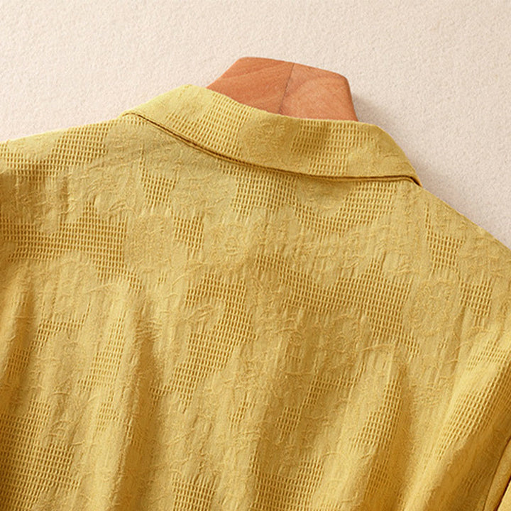 Buddha Stones Fall Embroidery Asymmetrical Design Frog-Button Women's Cotton Long Sleeve Shirt - image 27