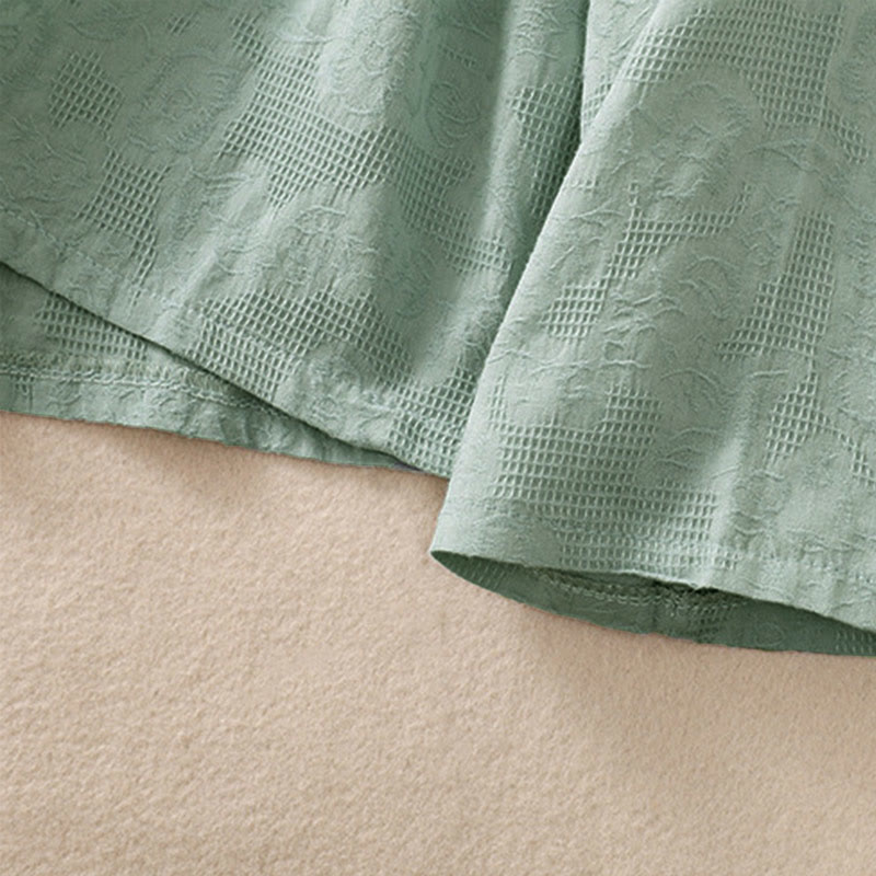 Buddha Stones Fall Embroidery Asymmetrical Design Frog-Button Women's Cotton Long Sleeve Shirt - image 6