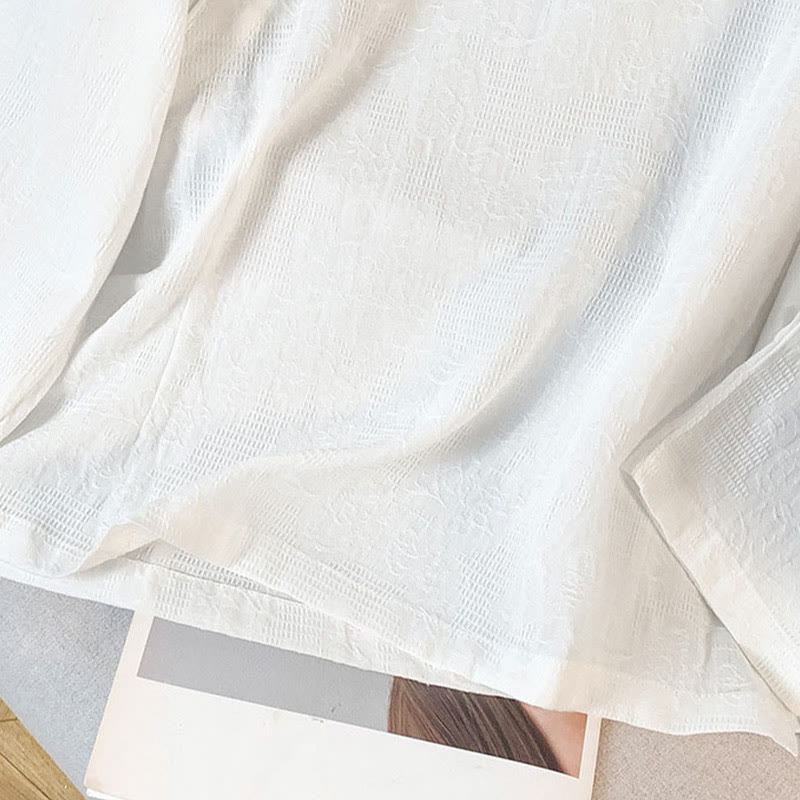 Buddha Stones Commute Jacquard Chinese Frog-Button Mandarin Collar Long Sleeve Women's Cotton Shirt - image 16